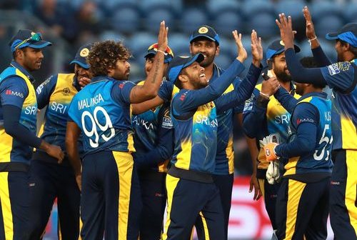 Sri Lanka celebrates as a team