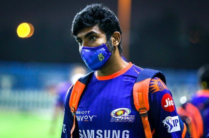 Jasprit Bumrah of Mumbai indians wearing a facemask. He's one of our choices for IPL Top Bowler for 2021