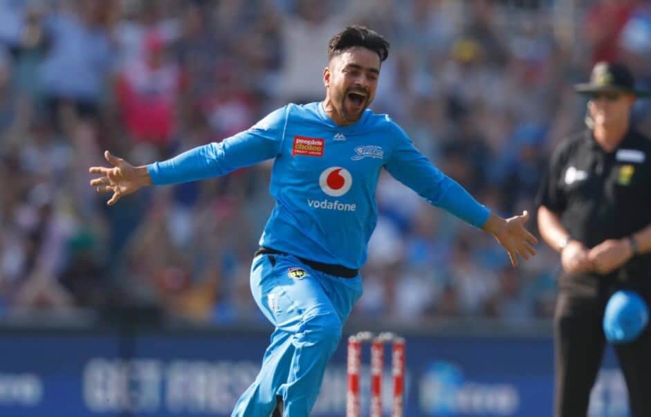 Rashid Khan Adelaide Strikers celebrating. He's considered one of the best players in the Big Bash League
