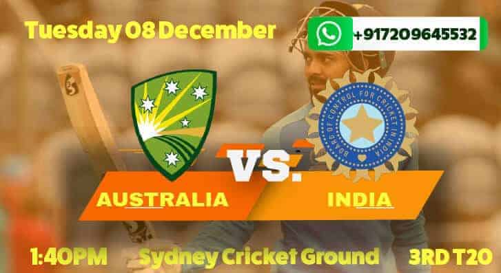 India Tour of Australia 3rd T20 Betting Tips & Previews December 8th 2020