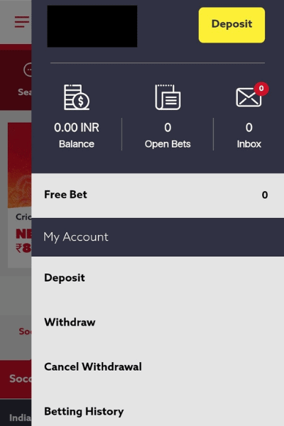 Log in to your account and select deposit in your profile.