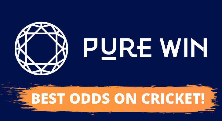 Pure Win logo describing how they have the best odds on cricket winner markets in India