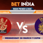 Royal Challengers Bangalore vs Kolkata Knight Riders Betting Tips & Predictions