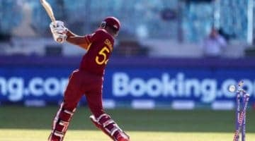 Lendl Simmons playing for the West Indies at the T20 World Cup