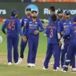 The Indian team playing against West Indies in T20i